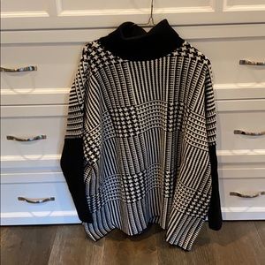Joseph A houndstooth turtleneck poncho